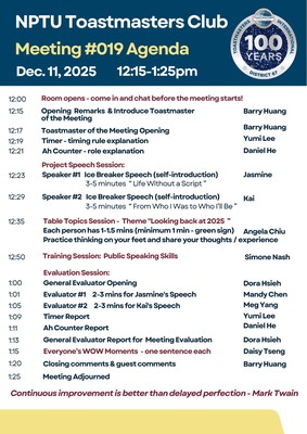 114.12.11 NPTU Toastmasters Club 期末成果典禮